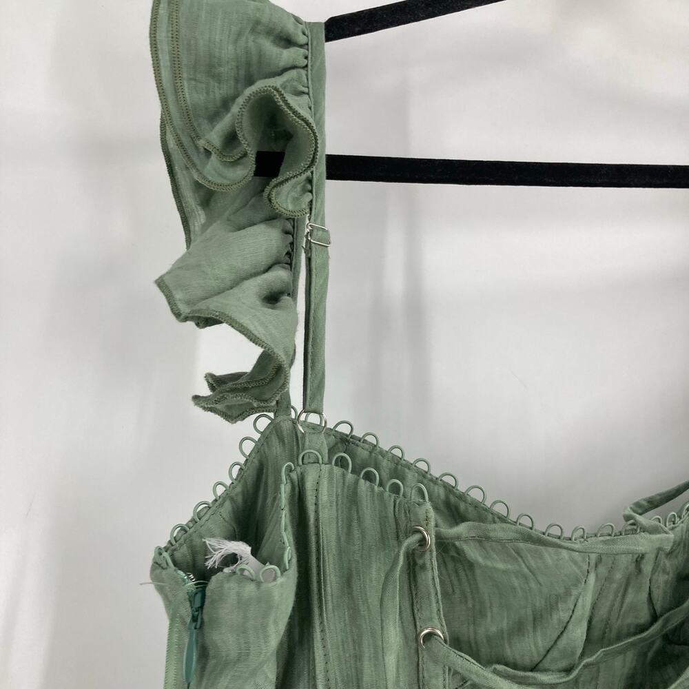 ASTR the Label Wedelia Bustier Midi Dress Sage Green Slit Milkmaid Peasant Med - Picture 10 of 13